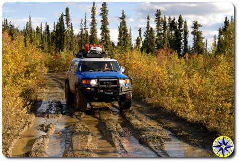 fj cruiser muddy trail fall colors