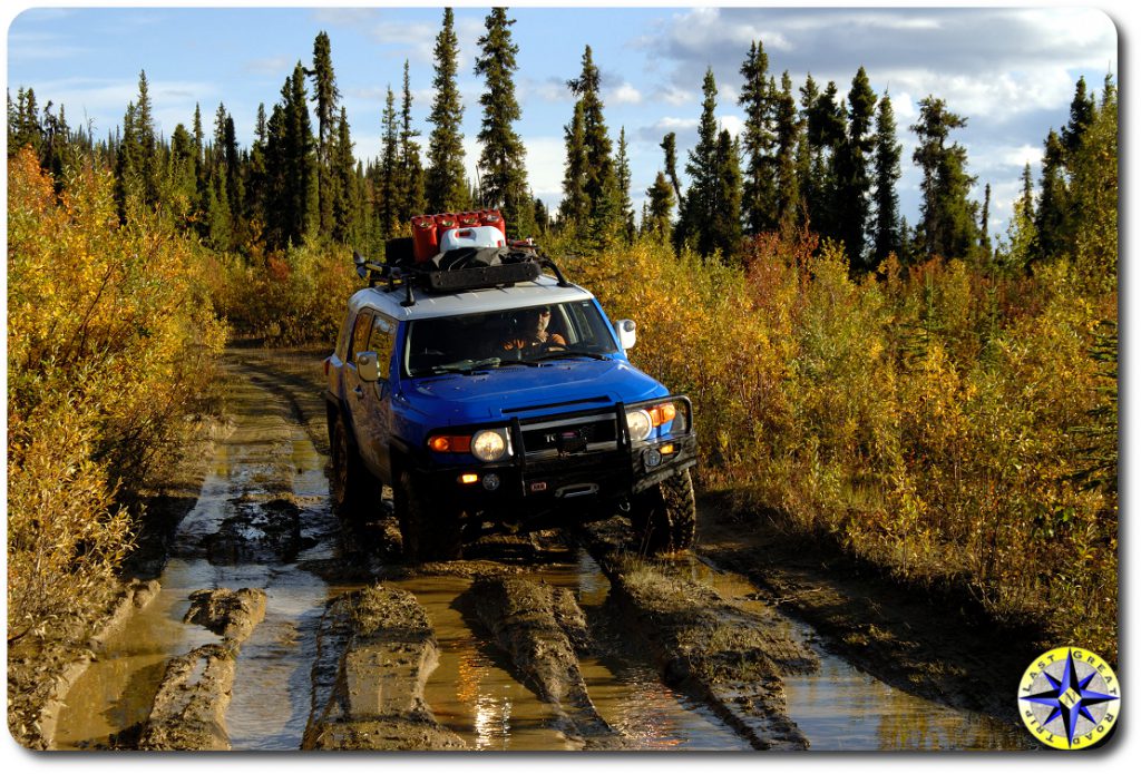 fj cruiser muddy trail fall colors