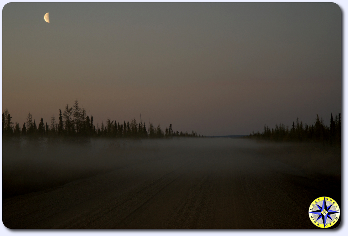 foggy dempster highway at dusk