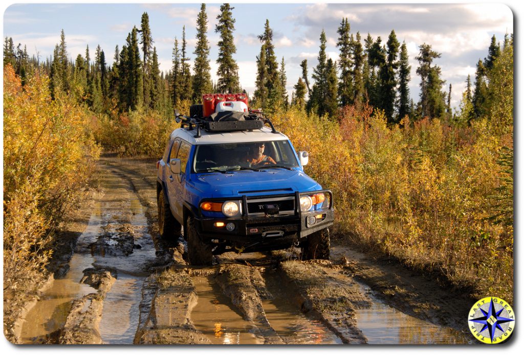 fj cruiser muddy trail fall colors 