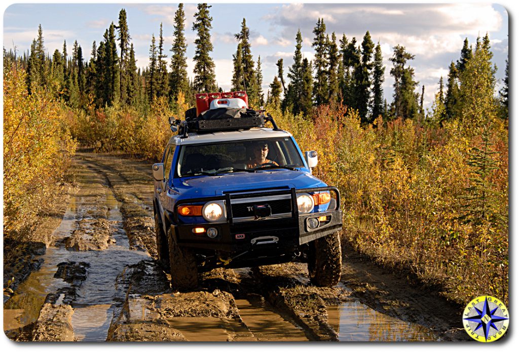 fj cruiser muddy trail fall colors