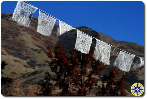 white prayer flags