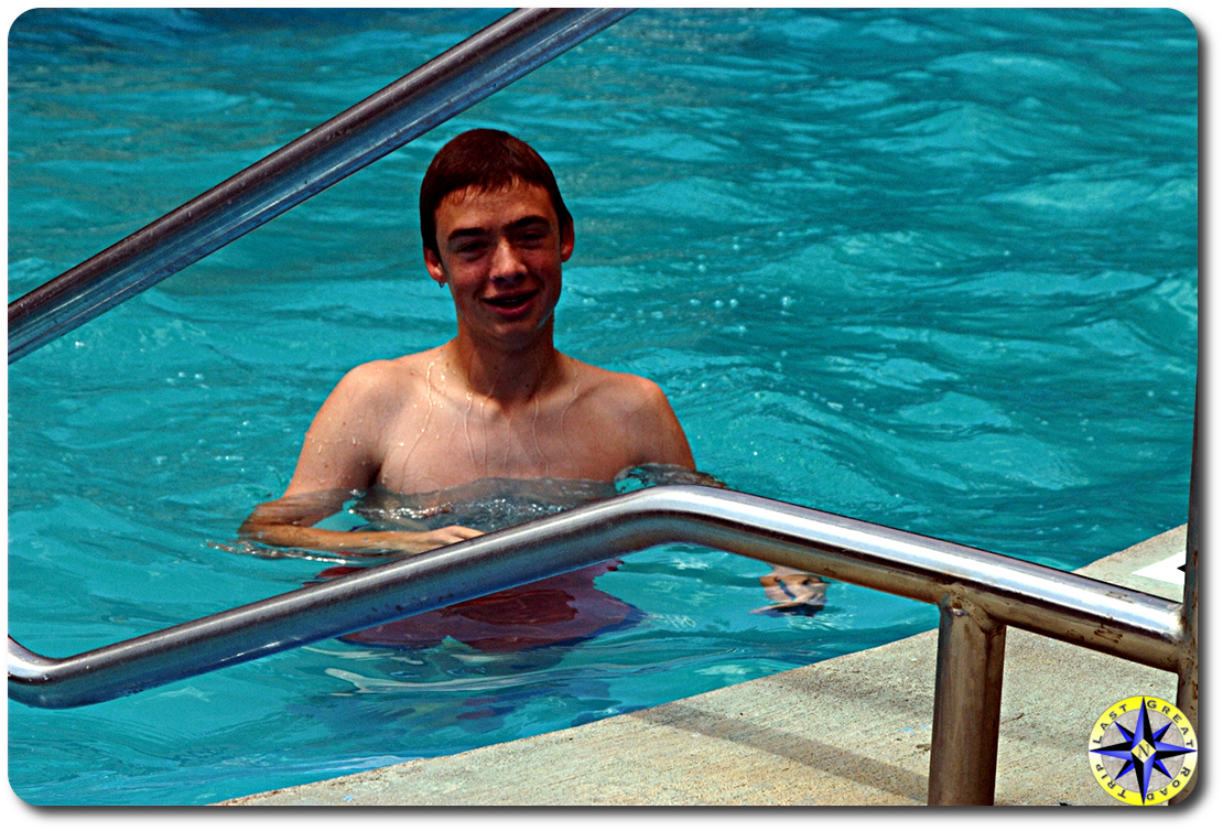 boy swimming pool