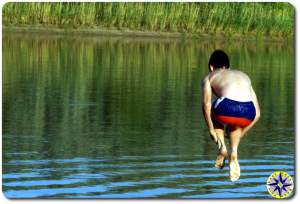 cannonball off swimming dock