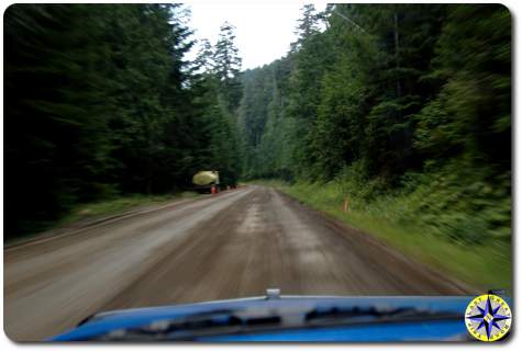 driving dirt road to huricane ridge