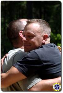 men hugging