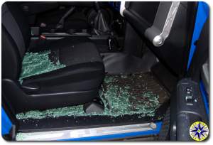 fj cruiser front seat full of shattered glass