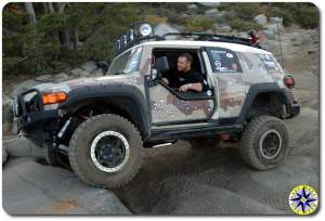 camo fj cruiser climbing rock shelf rubicon trail