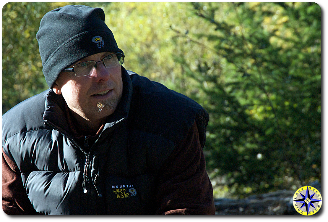 man sitting cold morning