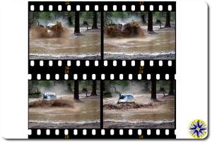 toyota fj80 driving through water