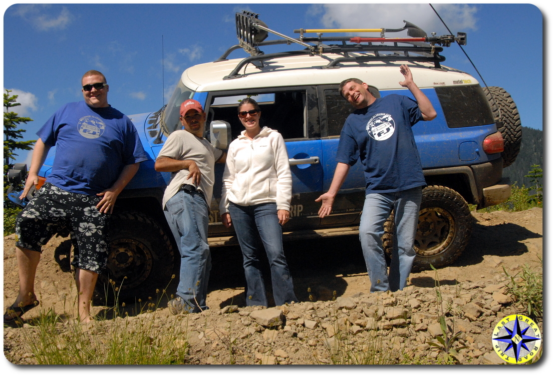 friends and fj cruiser on natches wagon trail