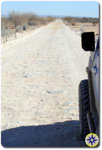 long straight dirt road fj cruiser baja mexico