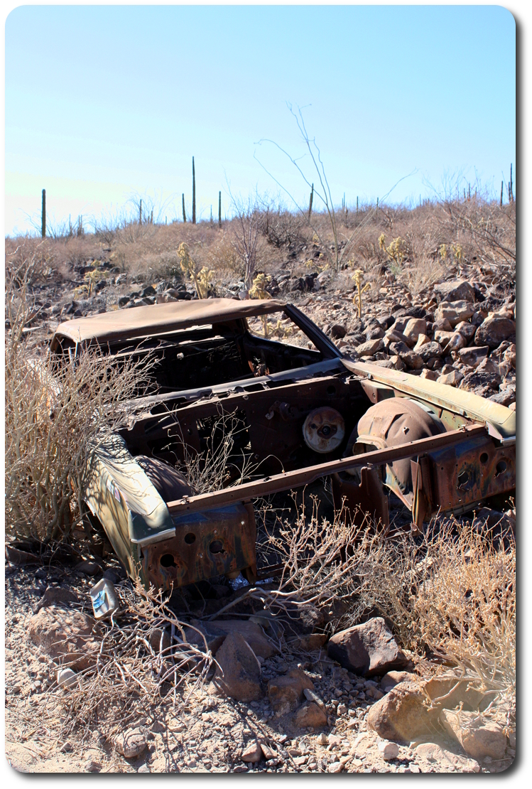 old rusty car in Baja