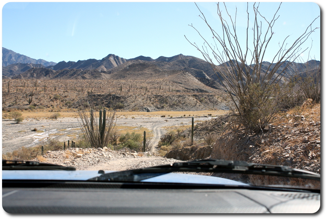 into baja dry river bed