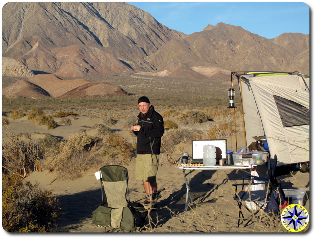 man in baja mexico camp