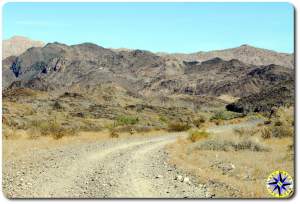 dirt road into baja mexico hills