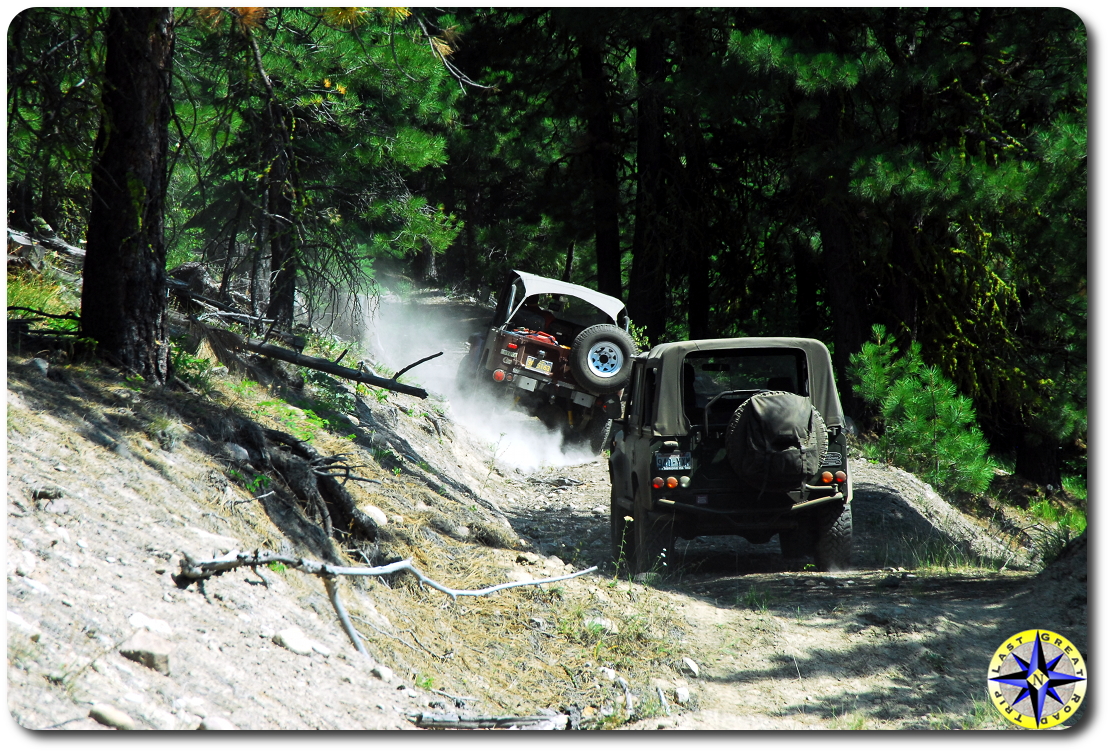 Driving through woods