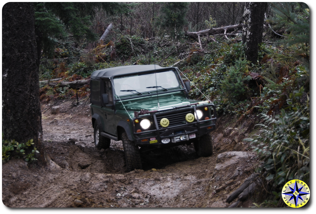 Land Rover D90 climbing hill