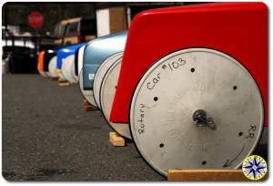 soap box derby cars in a row