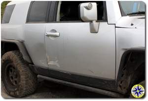 FJ cruiser damaged on rubicon trail