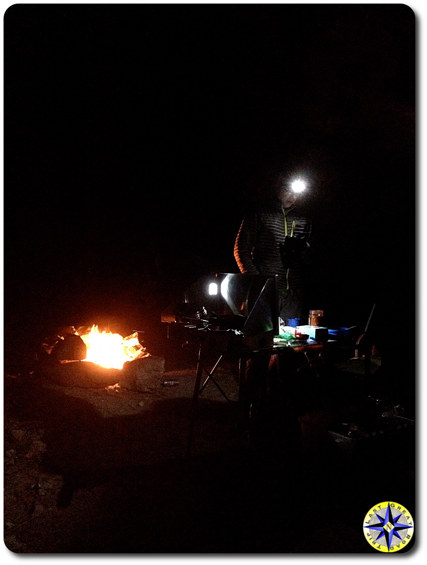 night time camp fire