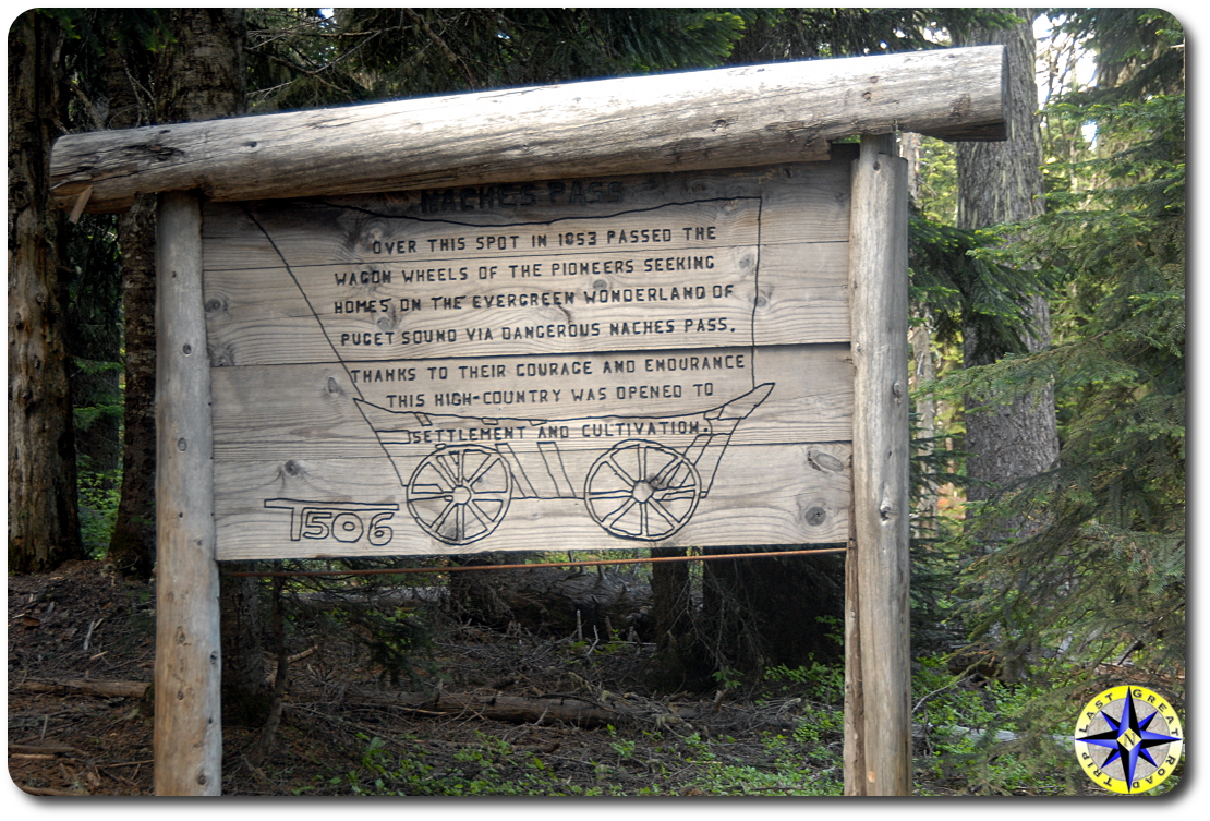naches pass wagon trail sign