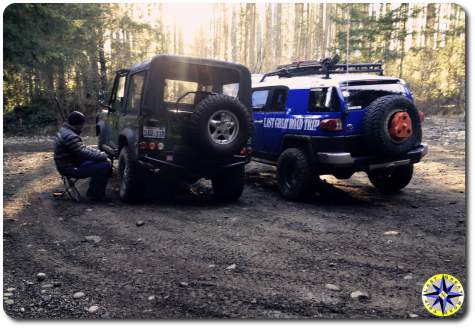 land rover d90 toyota fj cruiser airing down