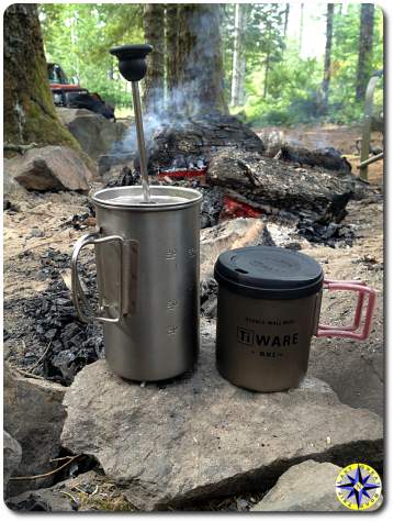 french press camp coffee