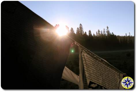 sunrise prayer flags