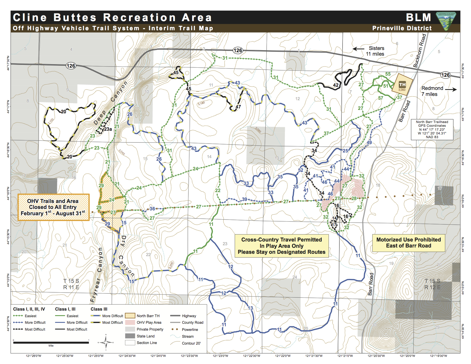cline buttes recreational area map
