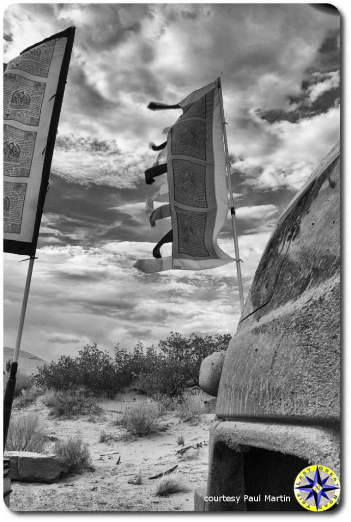 prayer flags against cloudy sky