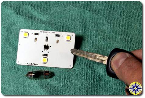 fj cruiser dome light bulb and LED chip comparison