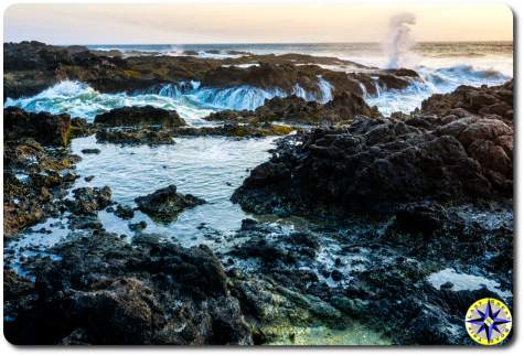 tide pool rocks at sunset