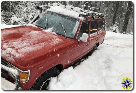 Toyota BJ60 big red stuck in snow