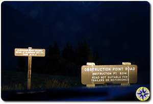 hurricane ridge obstruction point road sign