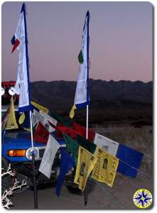 fj cruiser prayer flags evening baja mexico