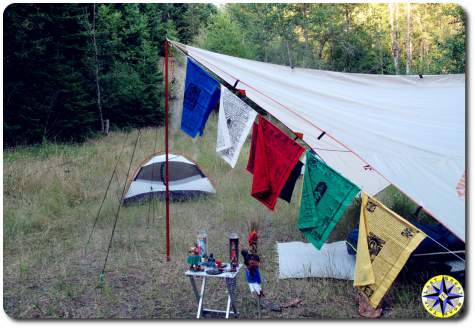 prayer flags tarp tent camping