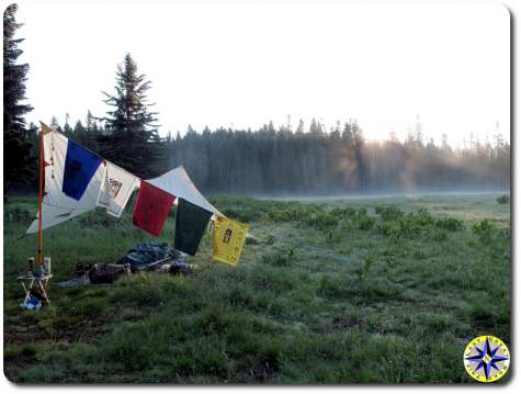 sunrise minimalist primitive camping paryer flags