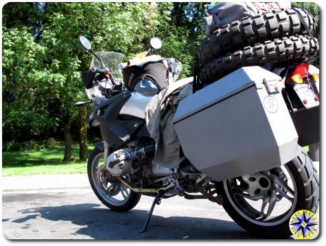loaded dual sport motorcycle