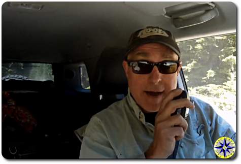 man talking on CB radio