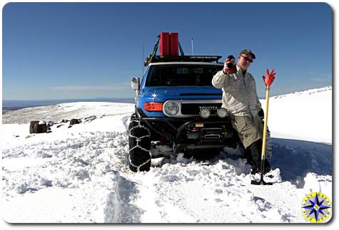 FJ Cruiser chained up for snow